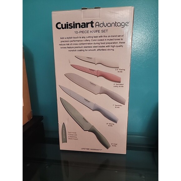 Cuisinart Advantage 10 Piece Knife Set & Blade Guard Stainless Ceramic Farmhouse - Picture 2 of 6